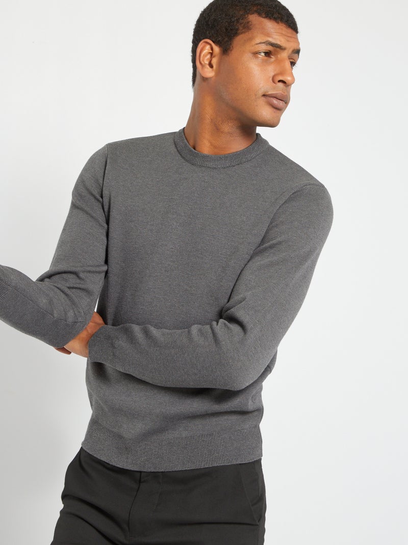Pull uni en maille milano Gris - Kiabi