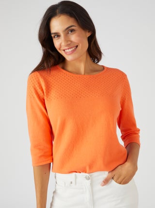 Pull uni et rayé imprimé floral - Damart