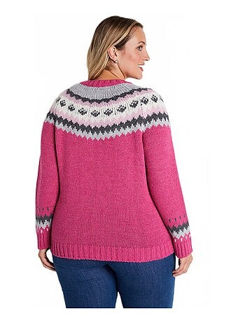 Pull uni jacquard placé