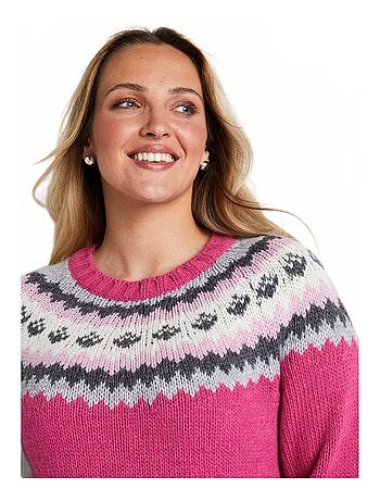 Pull uni jacquard placé