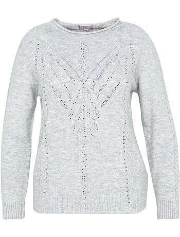 Pull uni torsade et strass