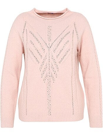 Pull uni torsade et strass PAPRIKA