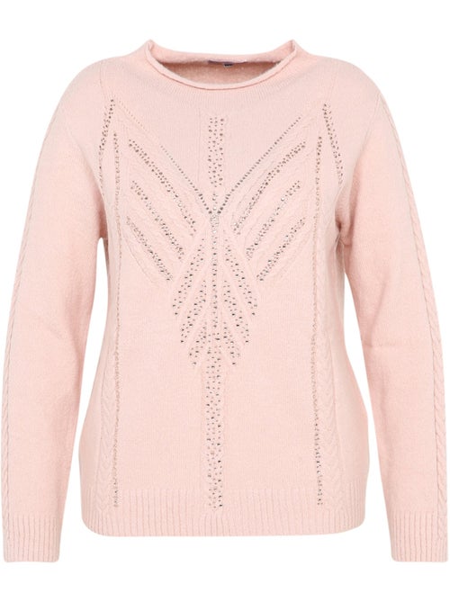 Pull uni torsade et strass PAPRIKA - Kiabi