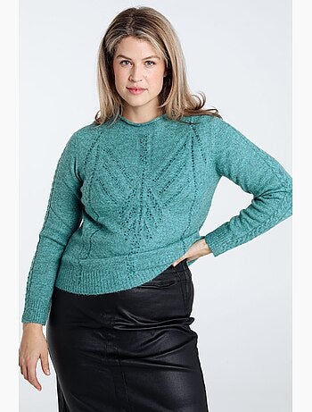 Pull uni torsade et strass PAPRIKA