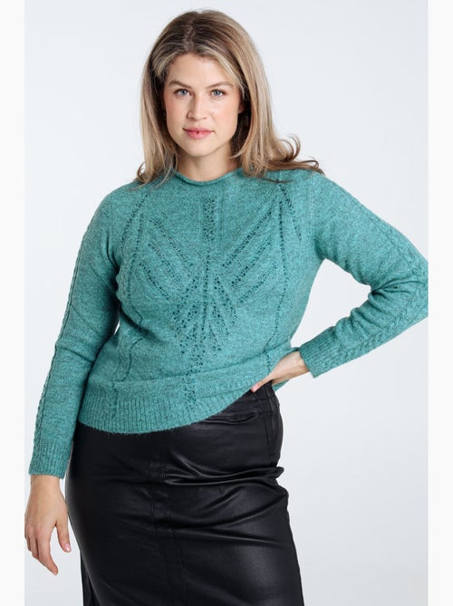 Pull uni torsade et strass PAPRIKA - Kiabi