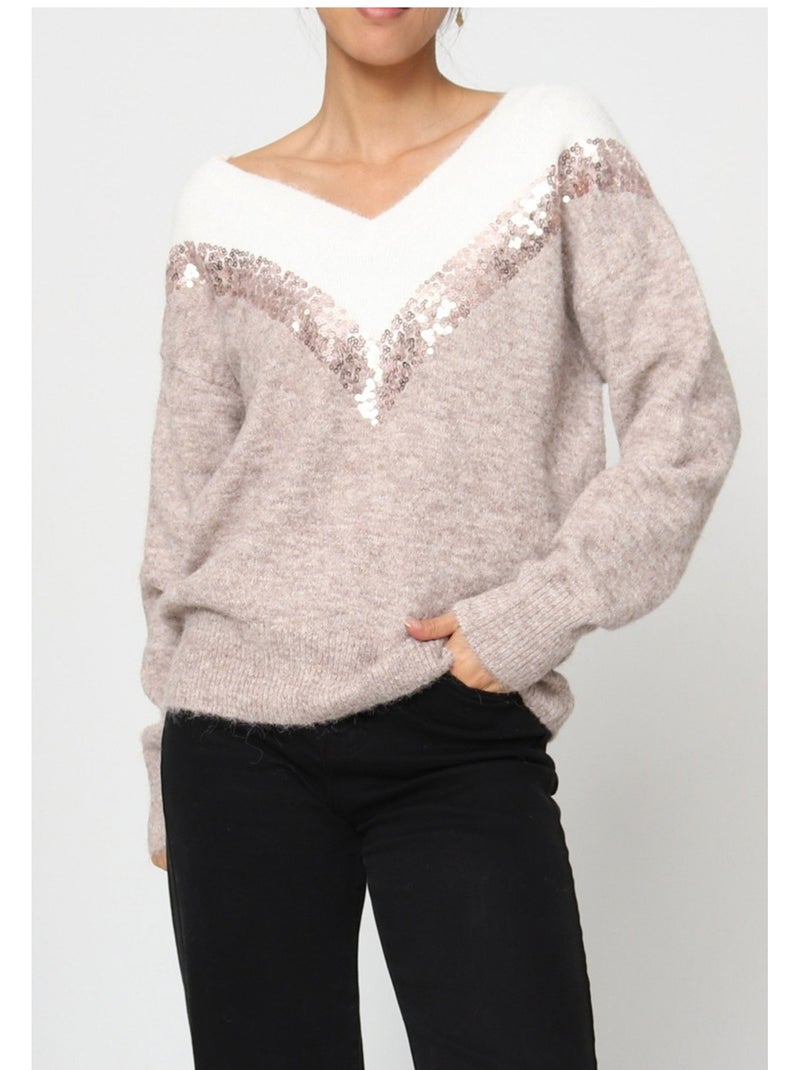 Pull V Kebello Beige - Kiabi