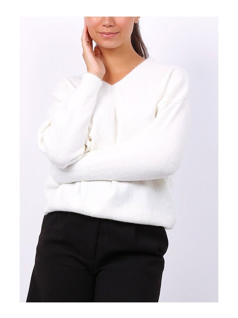 Pull V Kebello Blanc - Kiabi