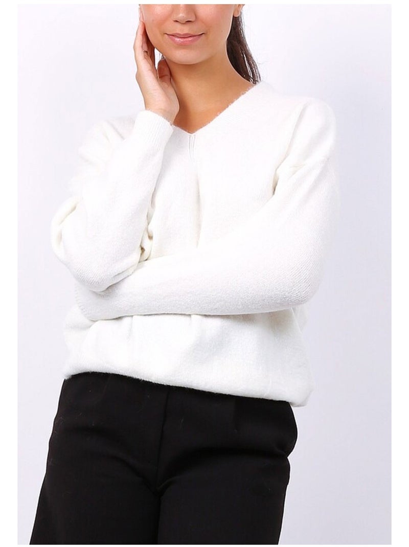 Pull V Kebello Blanc - Kiabi