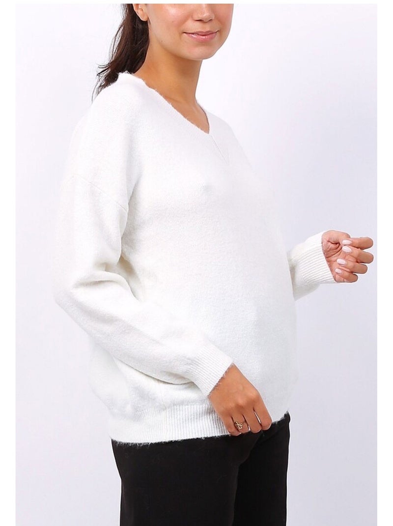 Pull V Kebello Blanc - Kiabi