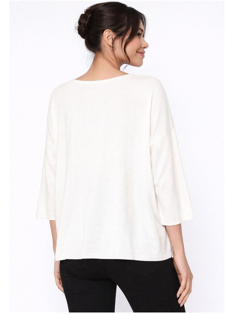 Pull V Kebello Blanc - Kiabi