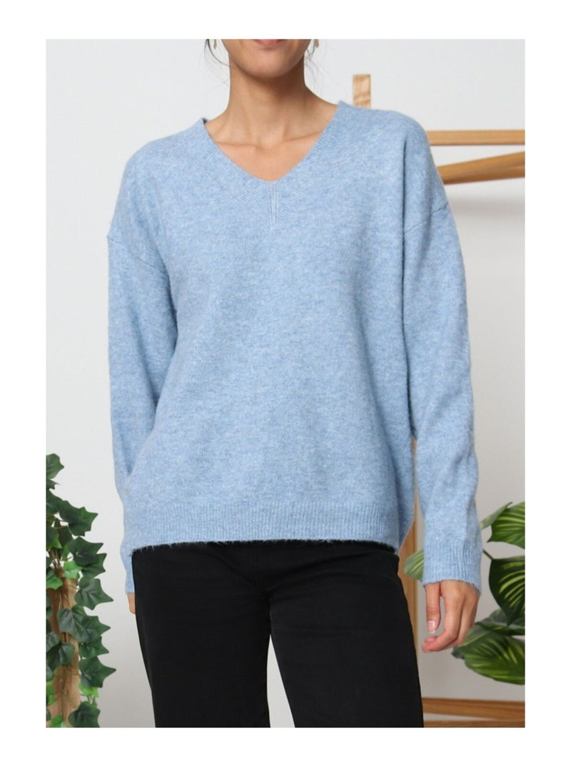 Pull V Kebello Bleu ciel - Kiabi