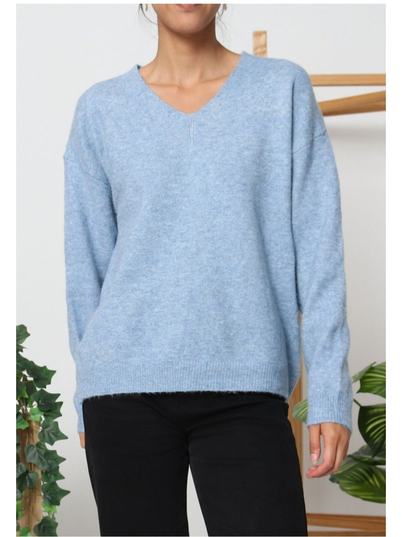 Pull V Kebello Bleu ciel - Kiabi
