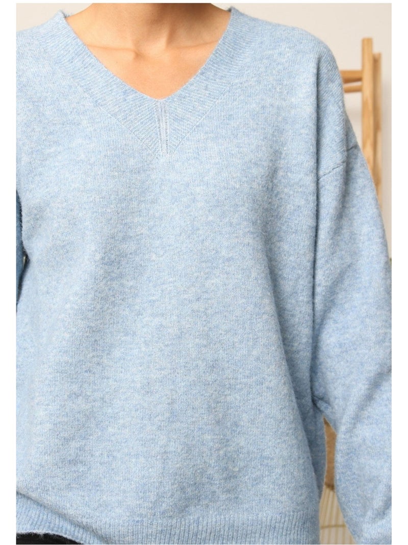 Pull V Kebello Bleu ciel - Kiabi