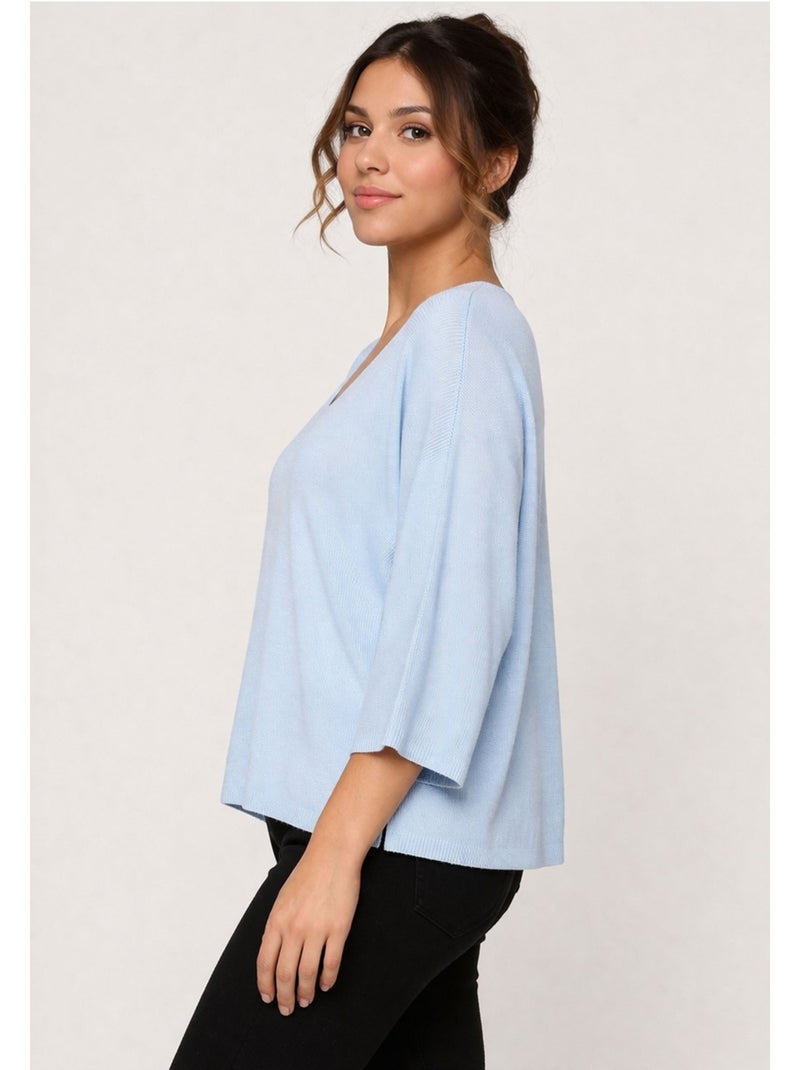 Pull V Kebello Bleu ciel - Kiabi