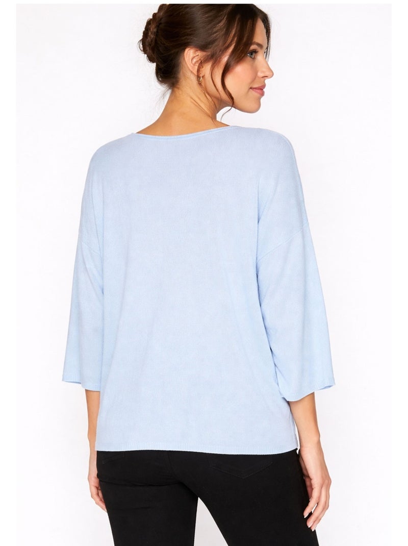 Pull V Kebello Bleu ciel - Kiabi