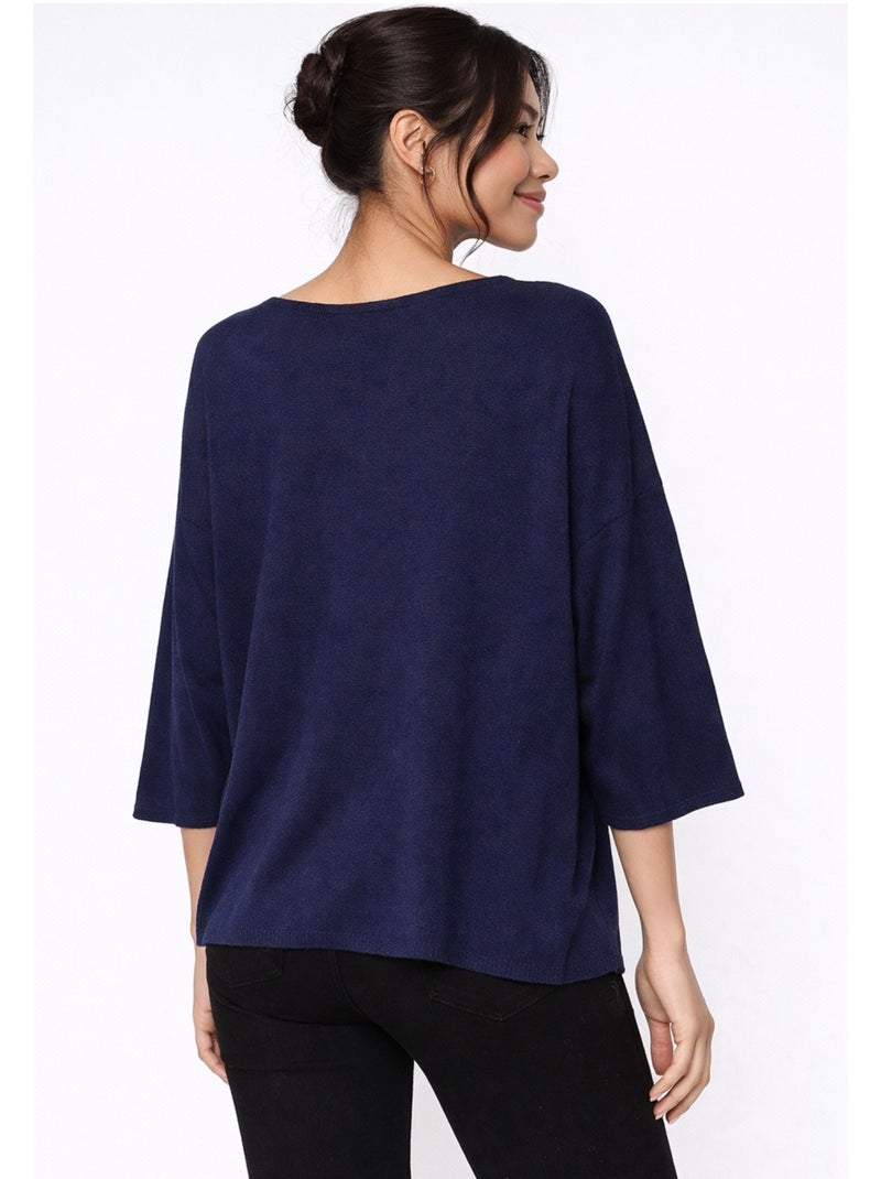 Pull V Kebello Bleu marine - Kiabi