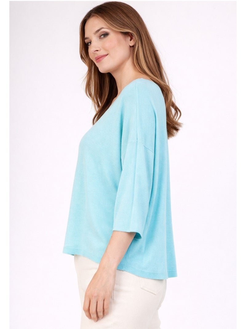 Pull V Kebello Bleu turquoise - Kiabi