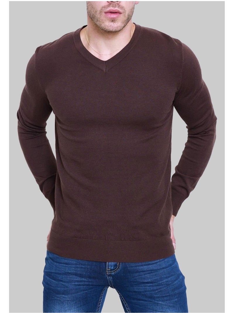 Pull V Kebello Marron - Kiabi