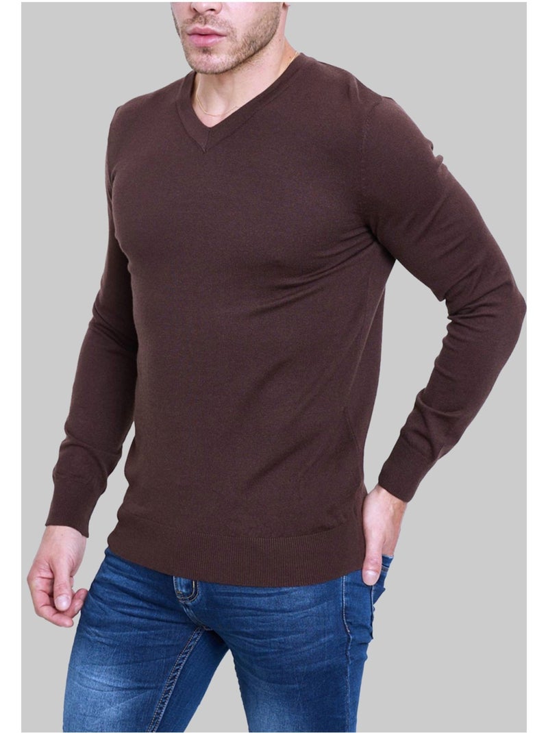Pull V Kebello Marron - Kiabi