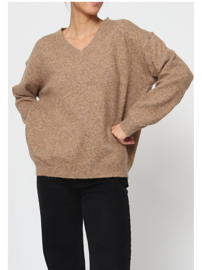 Pull V Kebello Marron - Kiabi