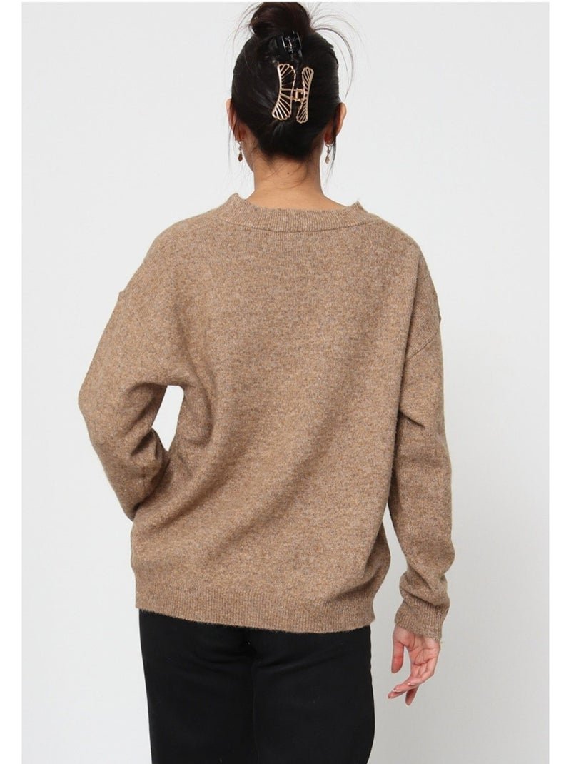 Pull V Kebello Marron - Kiabi
