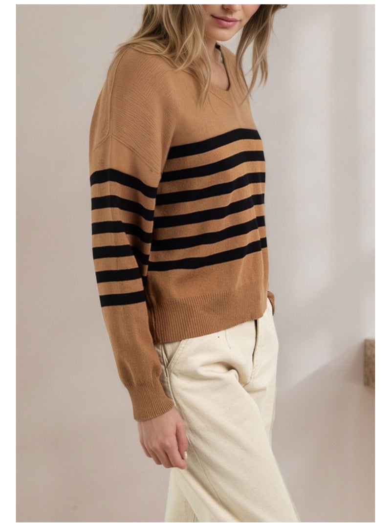 Pull V Kebello Marron - Kiabi