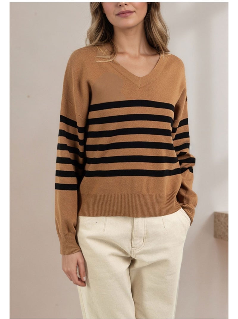 Pull V Kebello Marron - Kiabi