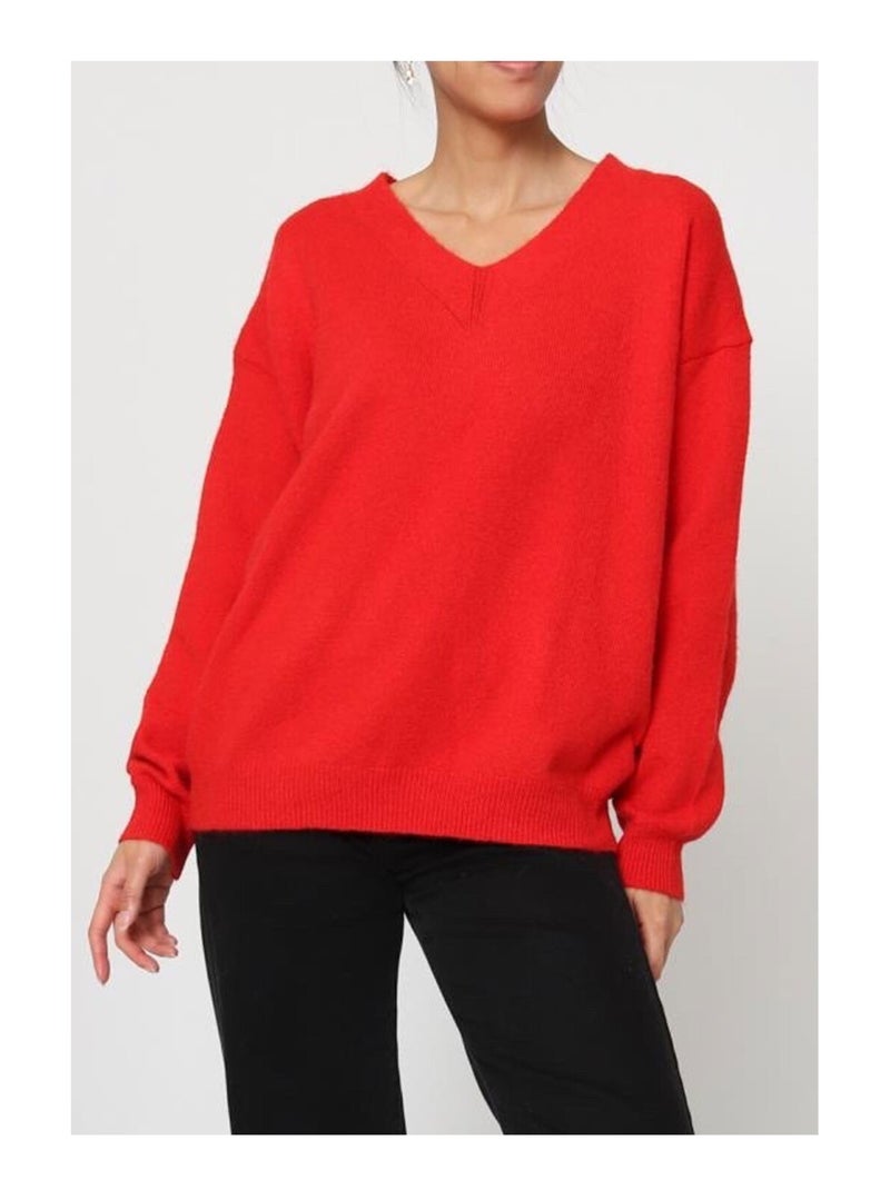 Pull V Kebello Rouge - Kiabi