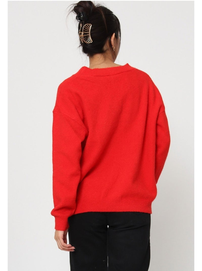 Pull V Kebello Rouge - Kiabi