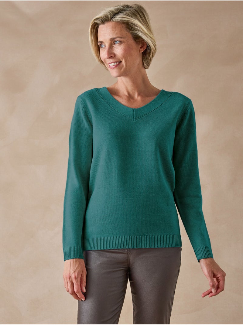Pull V manches longues - DAXON Bleu outremer - Kiabi