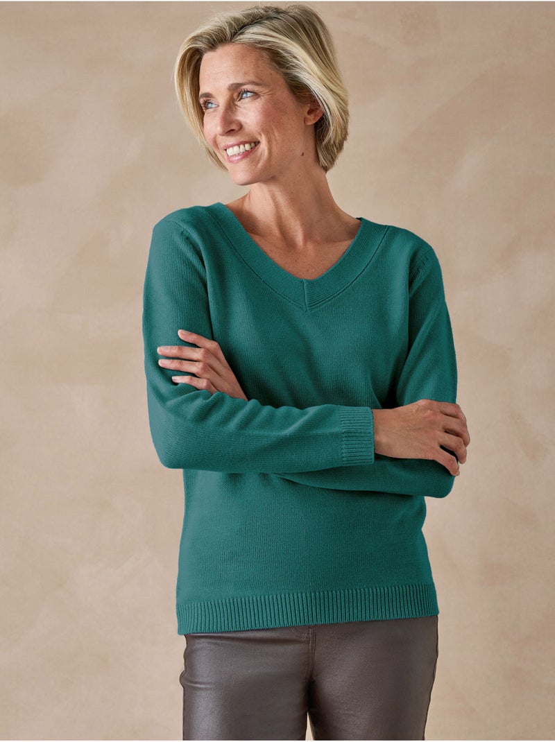 Pull V manches longues - DAXON Bleu outremer - Kiabi