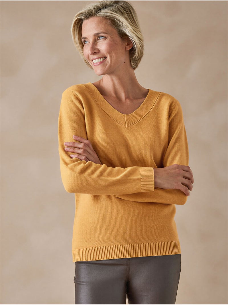 Pull V manches longues - DAXON Miel - Kiabi