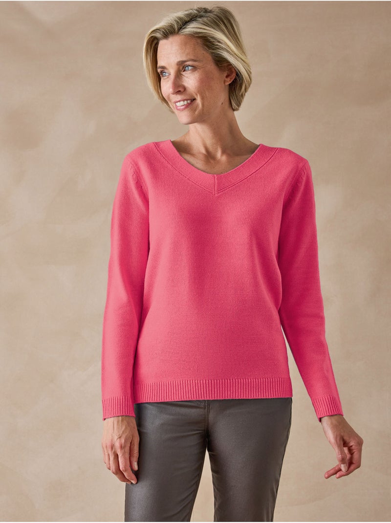 Pull V manches longues - DAXON Rose - Kiabi