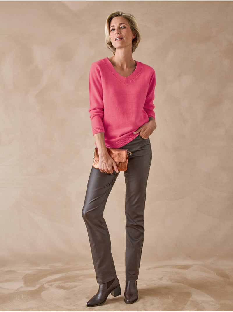 Pull V manches longues - DAXON Rose - Kiabi