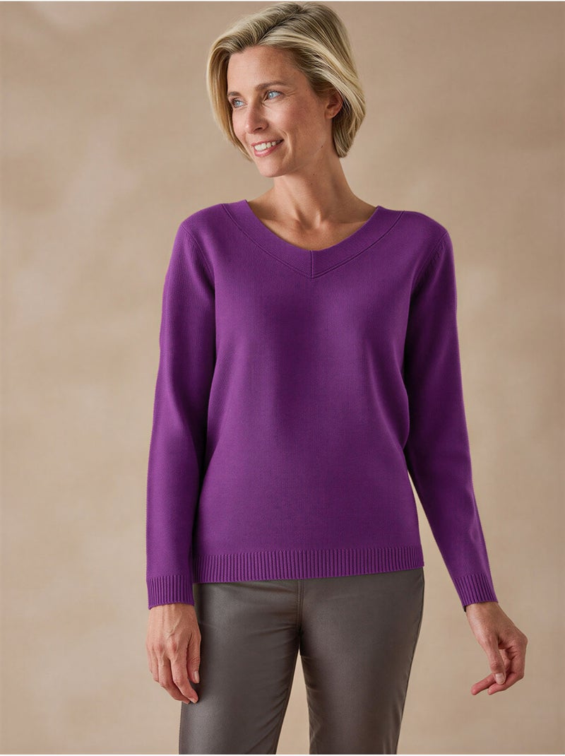 Pull V manches longues - DAXON Violet foncé - Kiabi