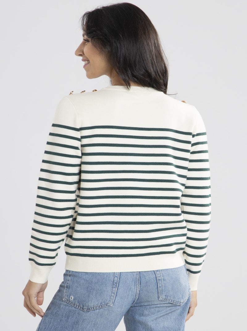 Pull Voile Ecru/  Avec Col Rond | Gerard Pasquier Vert - Kiabi