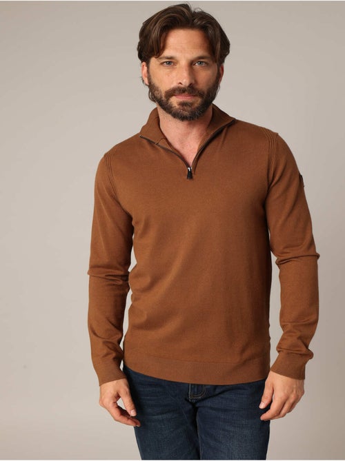 Pull zippé à col montant en maille fine
 'Deeluxe' - Kiabi