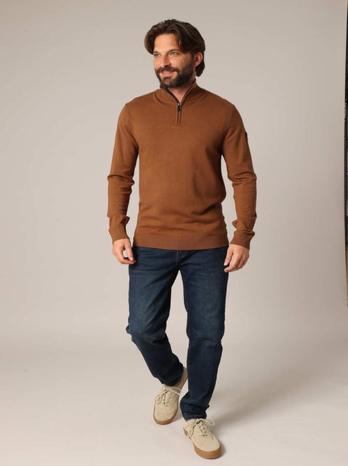 Pull zippé à col montant en maille fine
 'Deeluxe' - Kiabi
