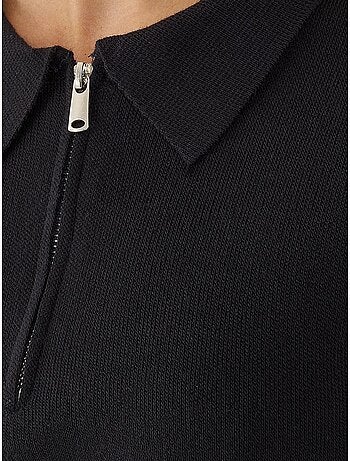 Pull zippé à col polo