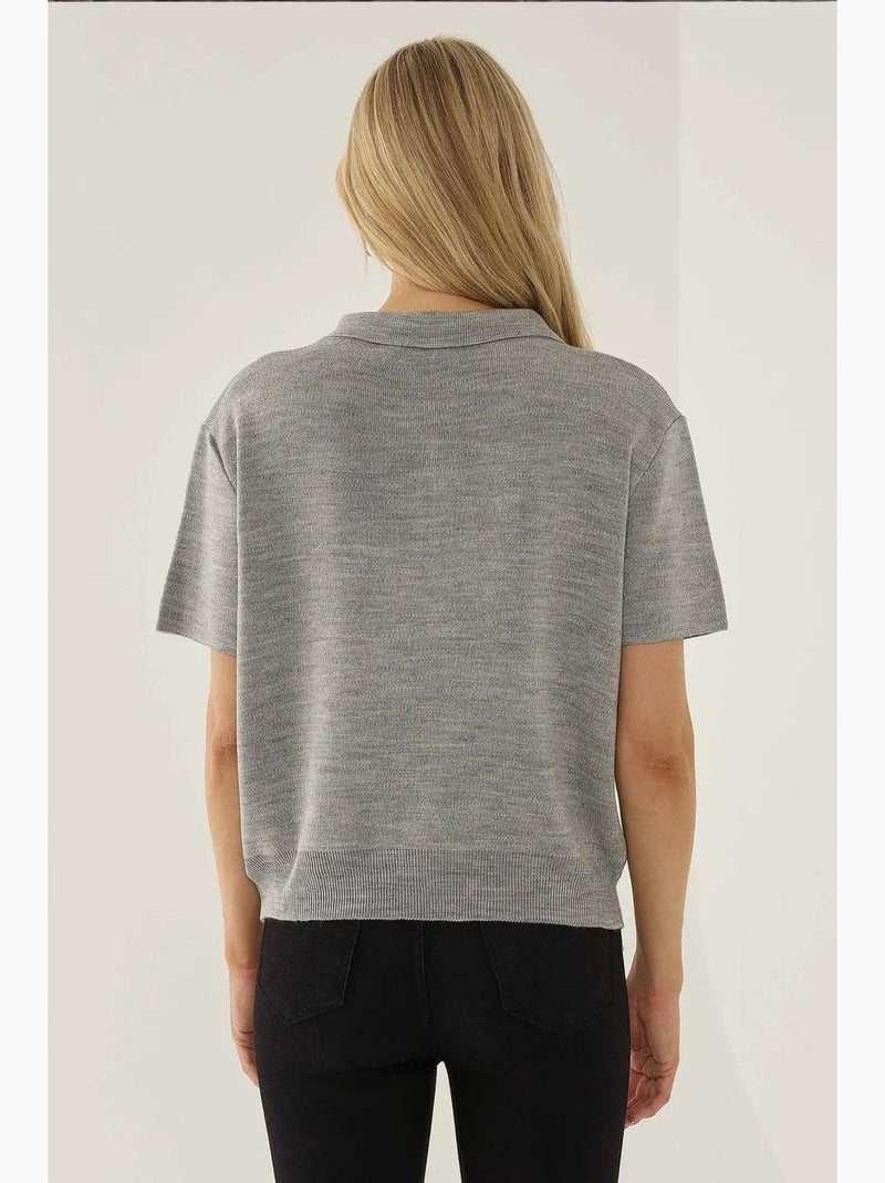 Pull zippé à col polo hiccup Gris - Kiabi