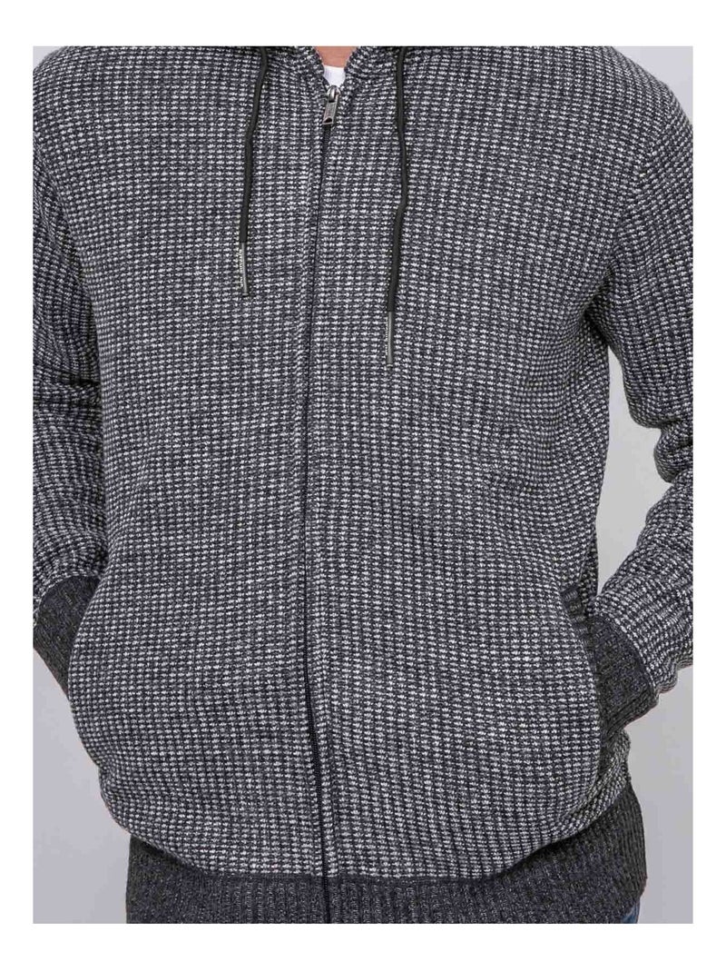 Pull zippé capuche liteddy gris anthracite - Kiabi