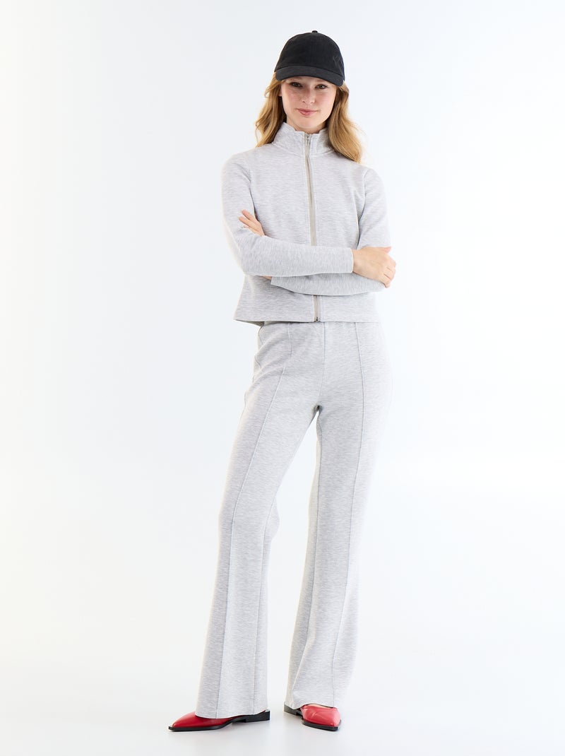 Pull zippé col montant Gris - Kiabi