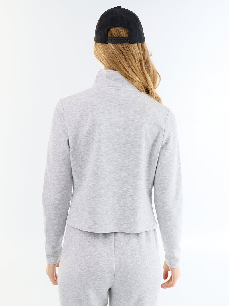 Pull zippé col montant Gris - Kiabi