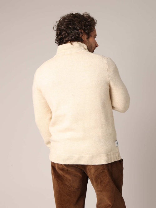 Pull zippé côtelé en maille douce et col montant 'Deeluxe' - Kiabi