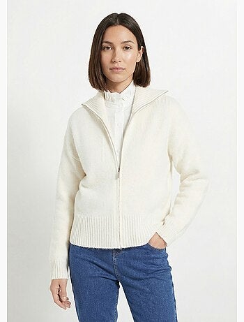 Pull zippé en maille avec col montant - afibel