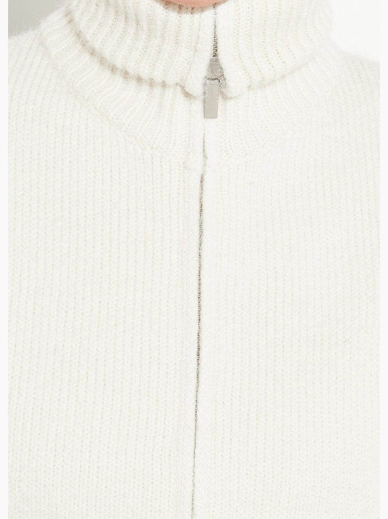 Pull zippé en maille avec col montant - afibel Beige - Kiabi