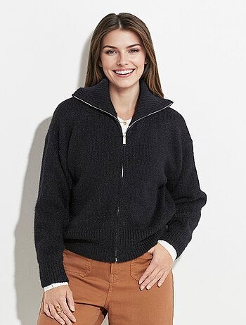 Pull zippé en maille avec col montant - AFIBEL
