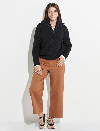 Pull zippé en maille avec col montant - AFIBEL