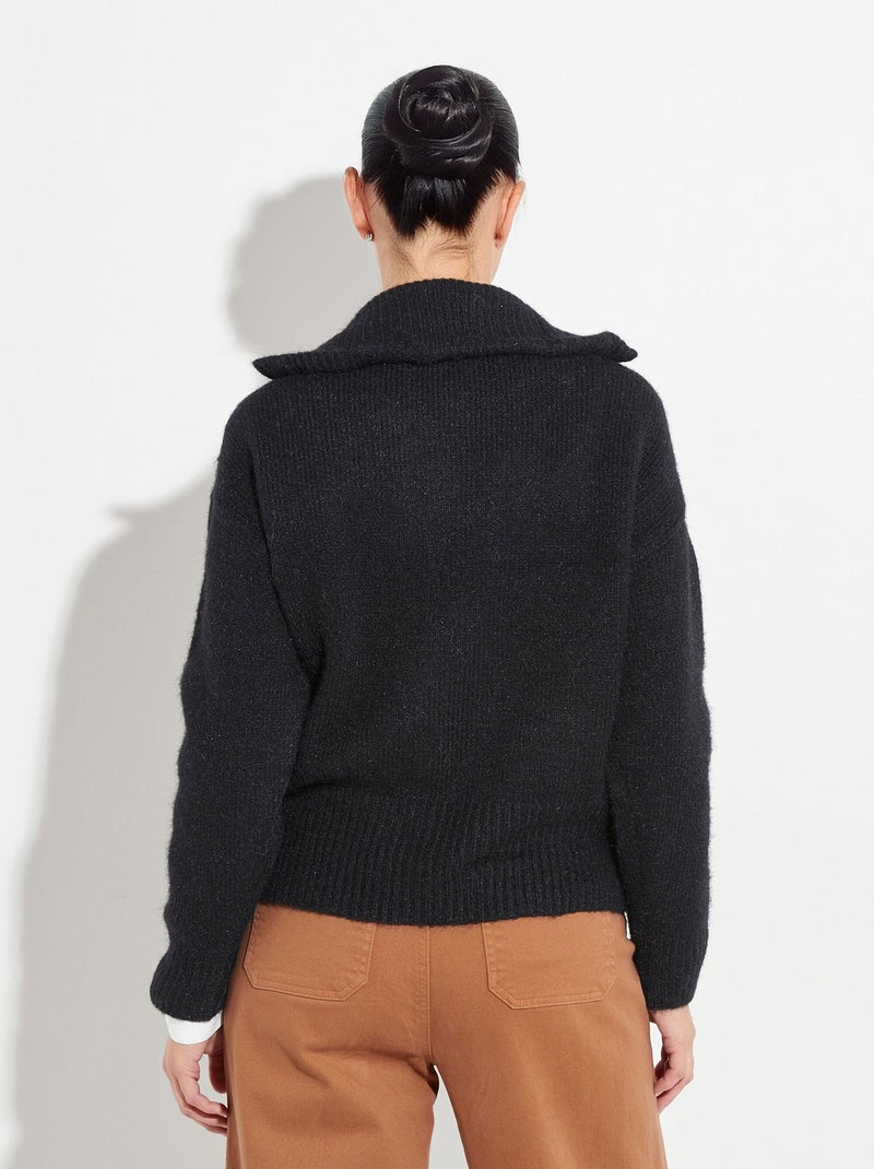 Pull zippé en maille avec col montant - AFIBEL Noir - Kiabi