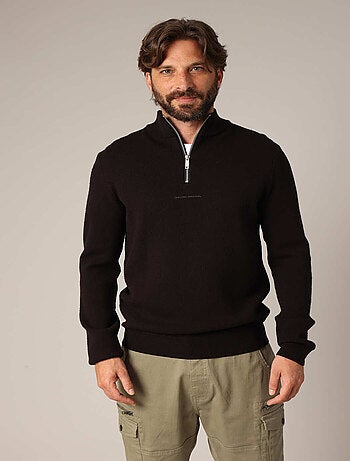 Pull zippé en maille fine et col montant 'Deeluxe'